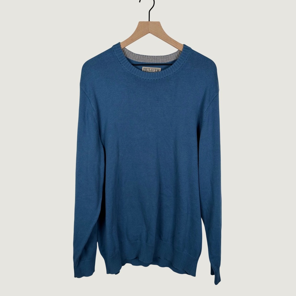 Duluth Trading Co Mens XLT Blue Cotton Blend Crewneck Sweater 28716 Strongarm